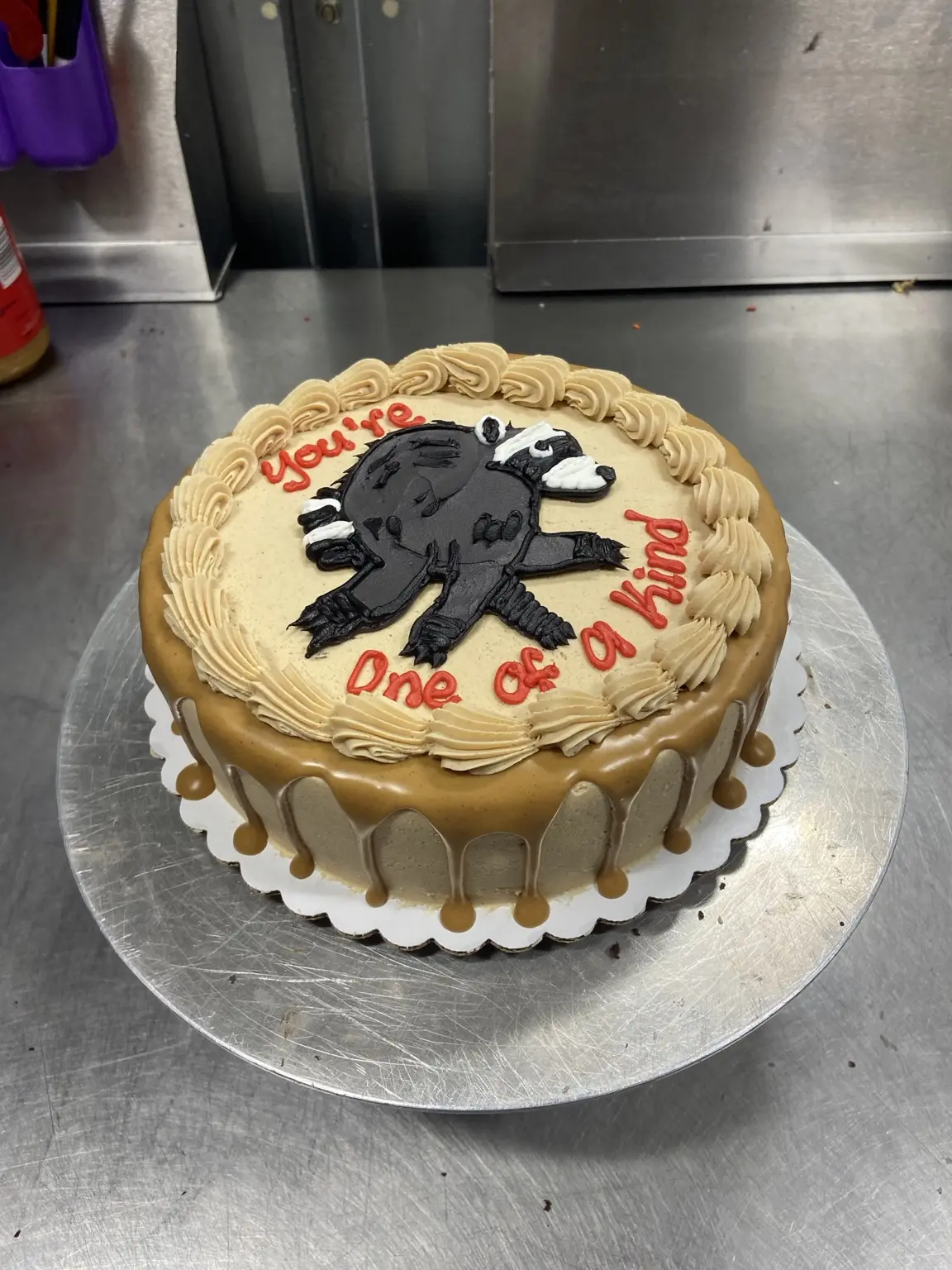 Jimothy the raccoon cake, view 2