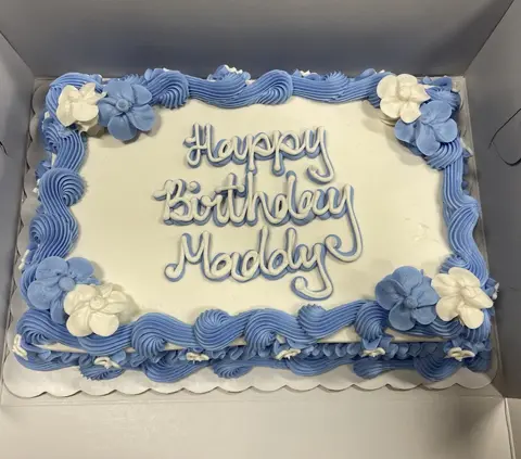 Blue floral birthday cake