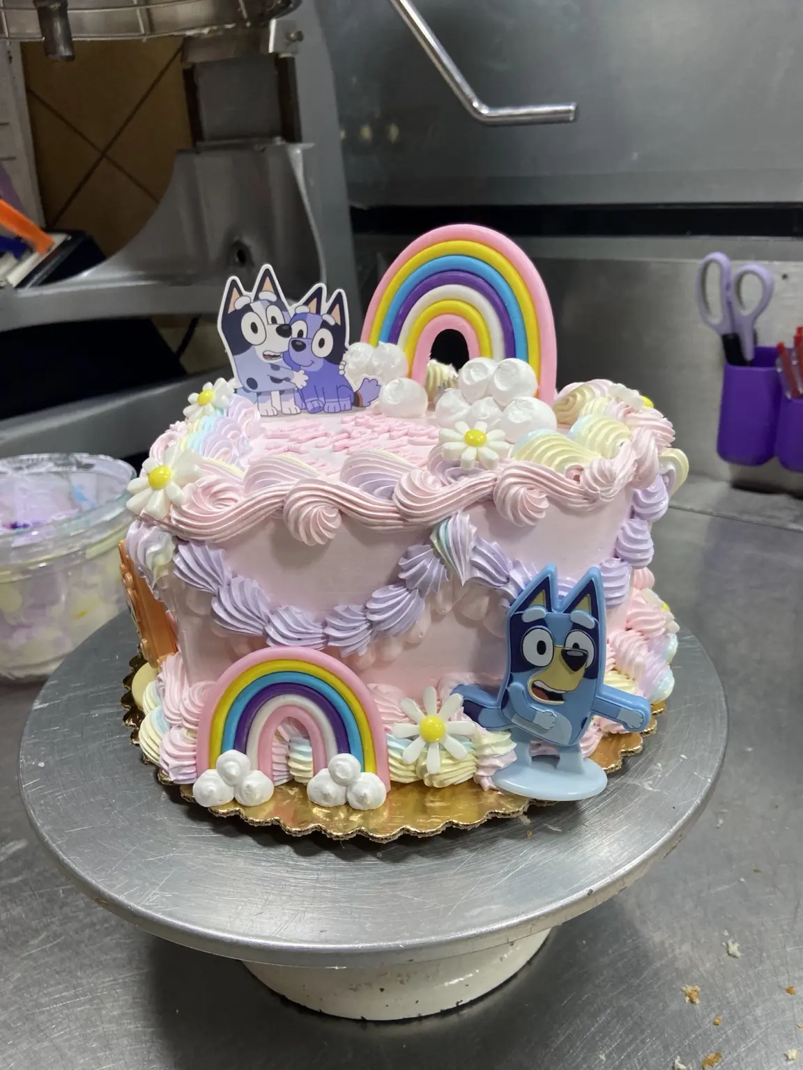 Bluey rainbow cake, view 2