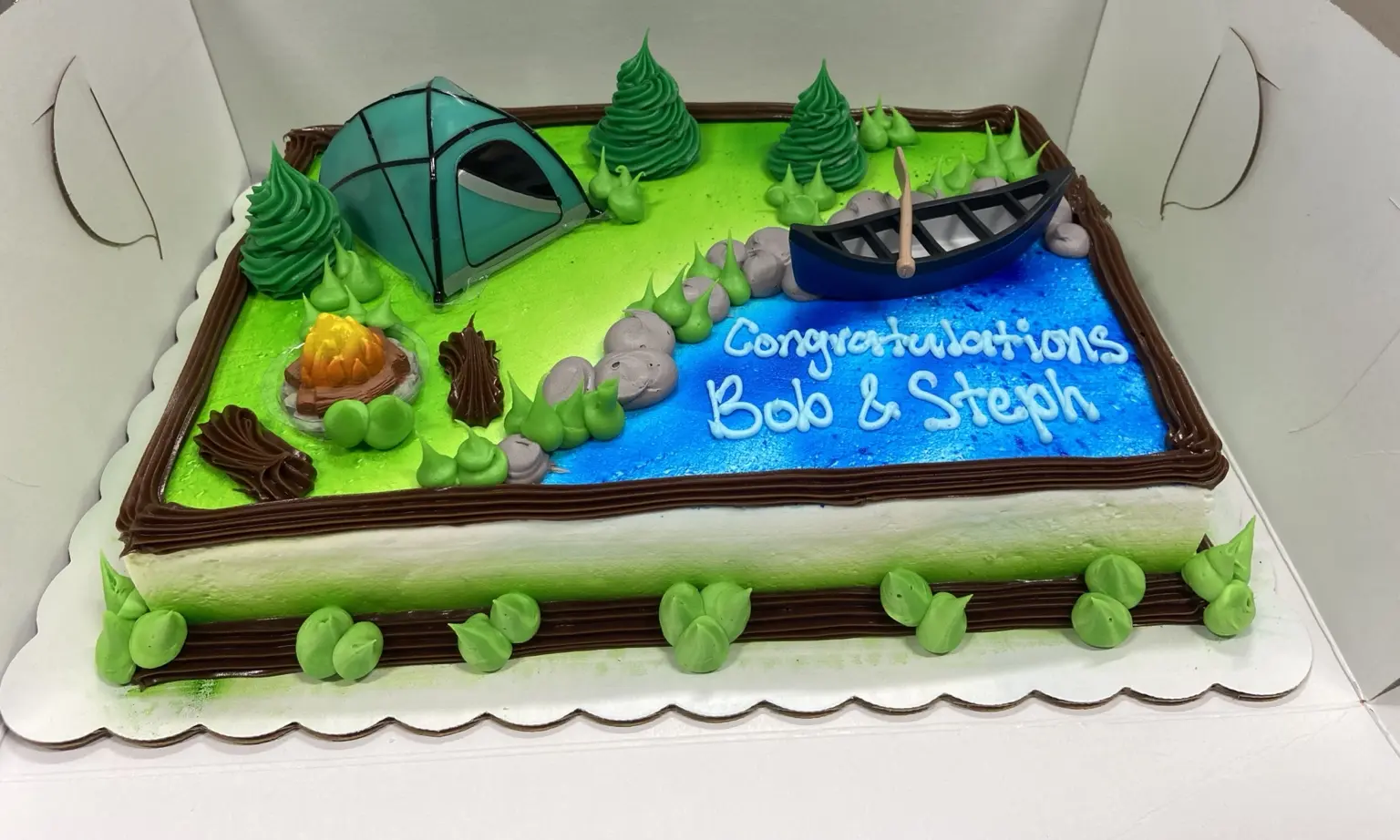 Camping celebration cake