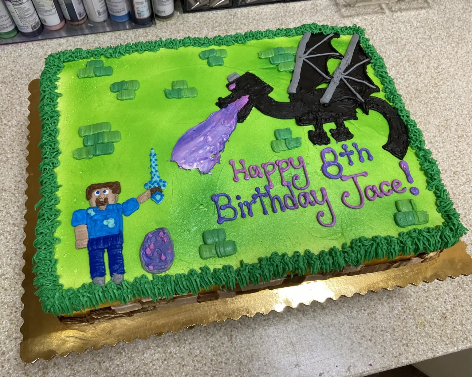 Minecraft celebration cake