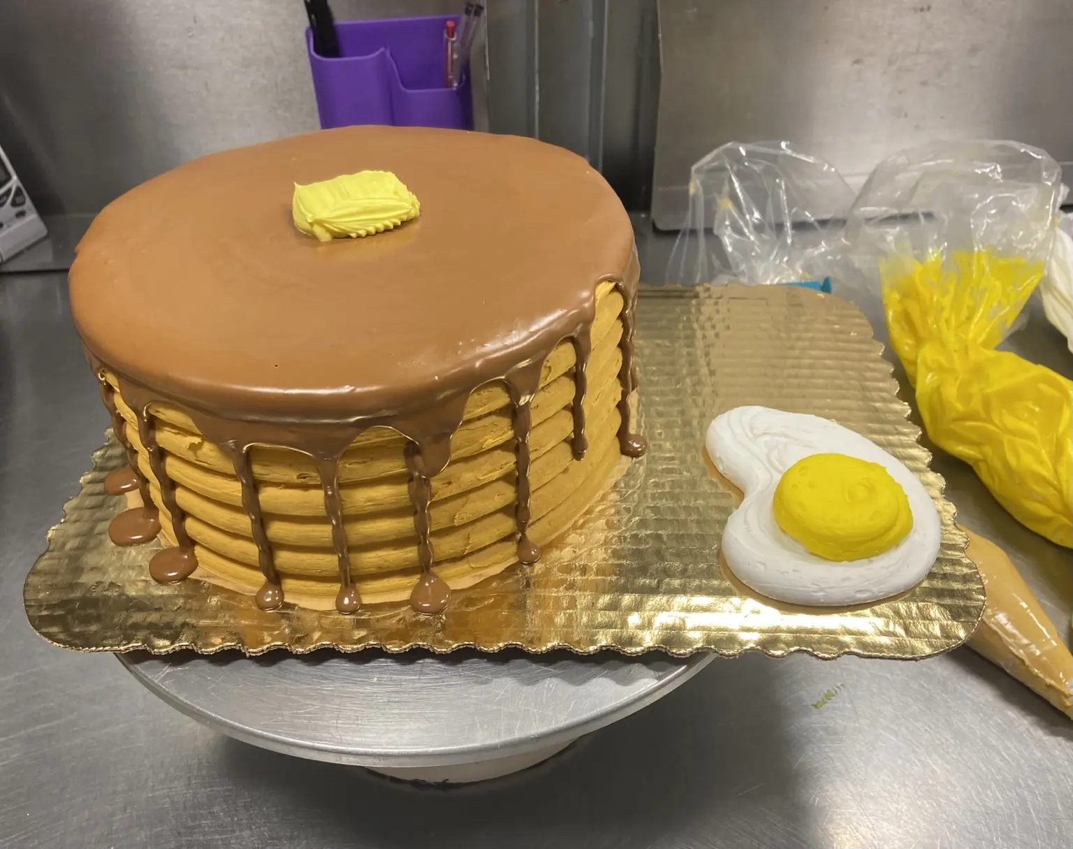 Pancakes and egg cake