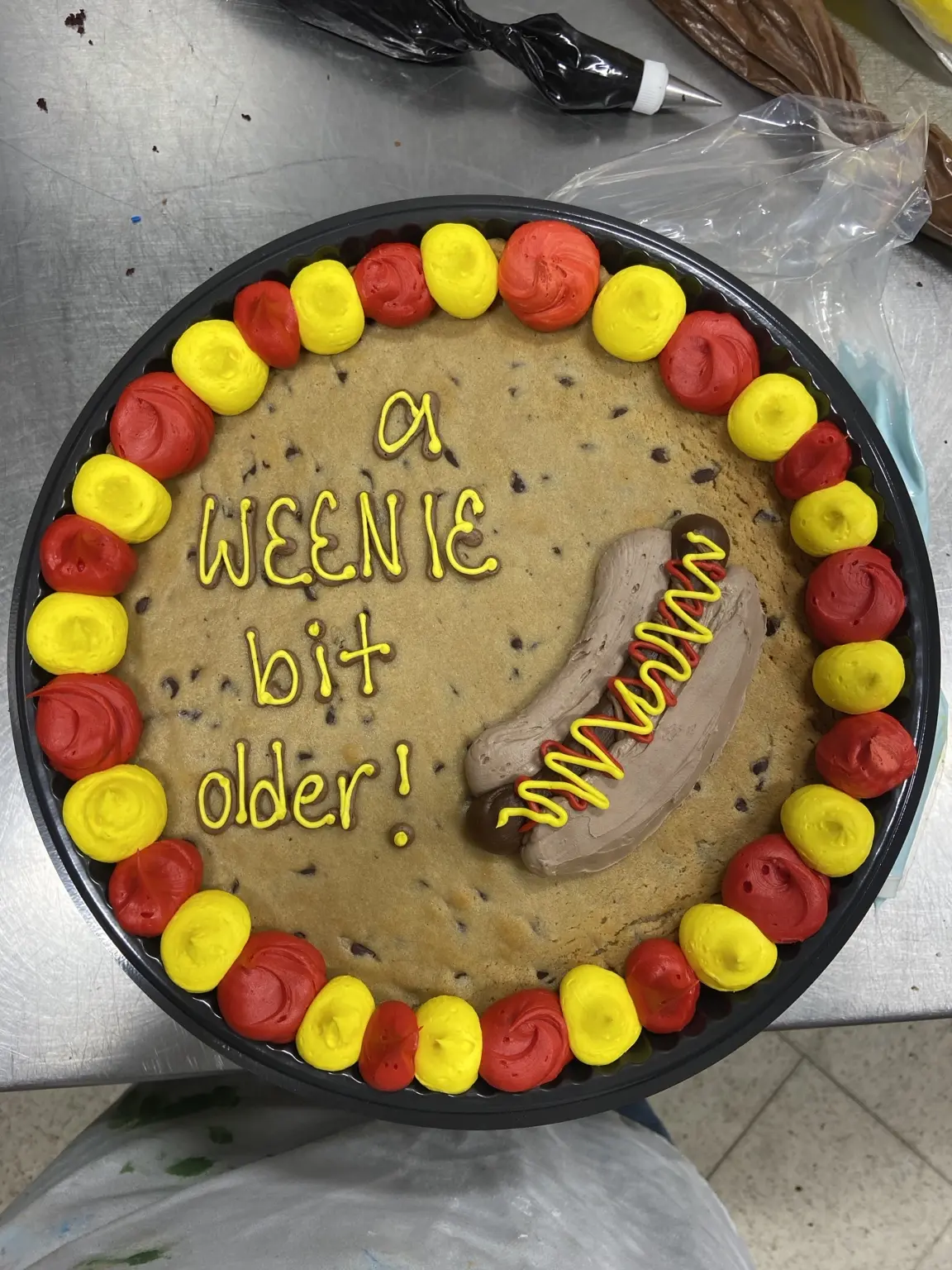 Hot dog birthday cookie cake