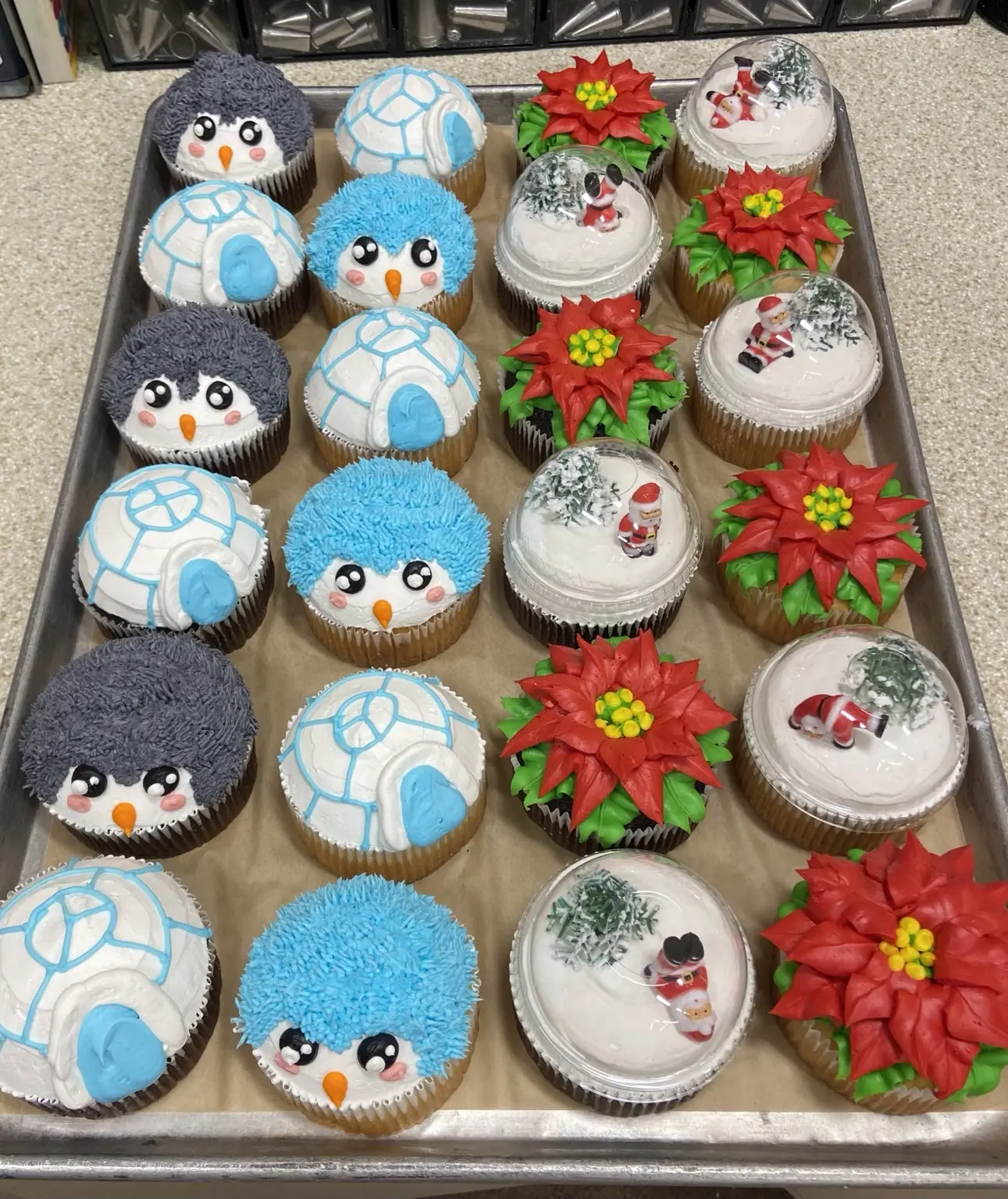 Winter character cupcakes